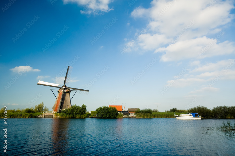 beautiful dutch windmill landscape