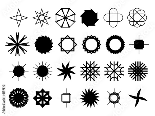 Abstract icons set  10. Isolated  black against white background