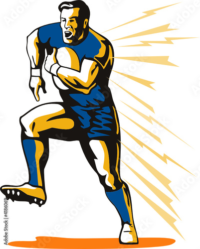 Rugby player running for a try