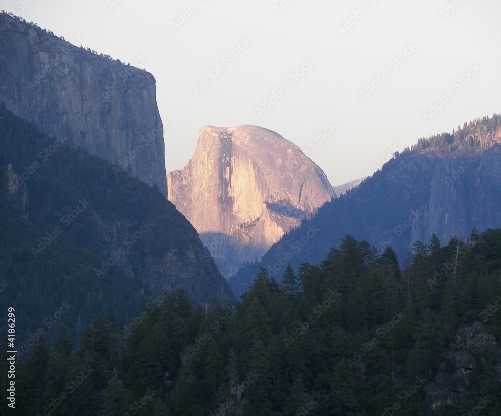distant half dome at dusk