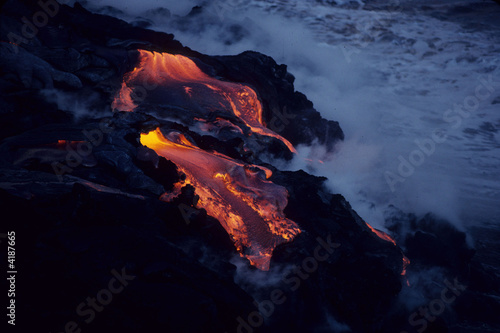Lava cascade into the sea, Kilauea Volcano, Hawaii Island