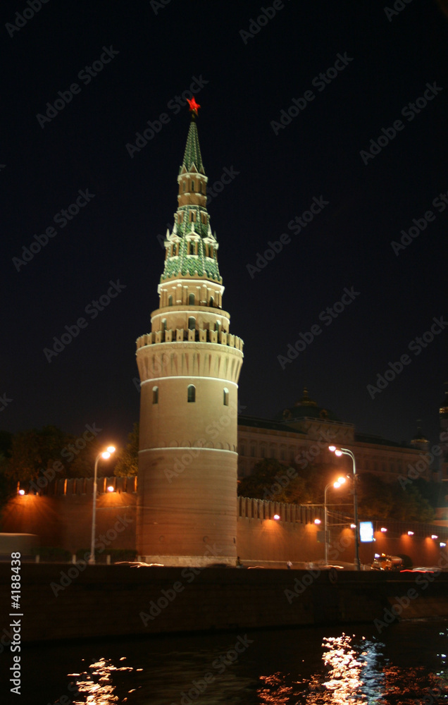 Fototapeta premium Night appearance from Moscow river. Kremlin.