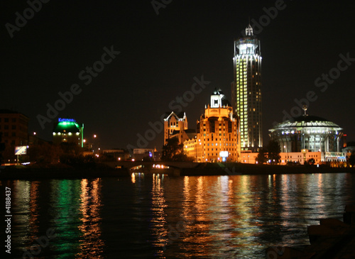 Night appearance from Moscow river. Bridge.