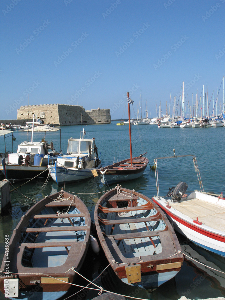 Heraklion port and harbour in island of Crete, Greece