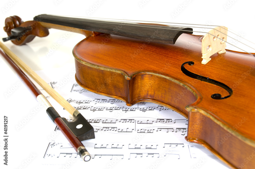 Naklejka premium Violin and Music