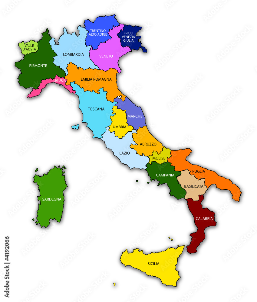 Italia cartina confini regionali Stock Vector | Adobe Stock