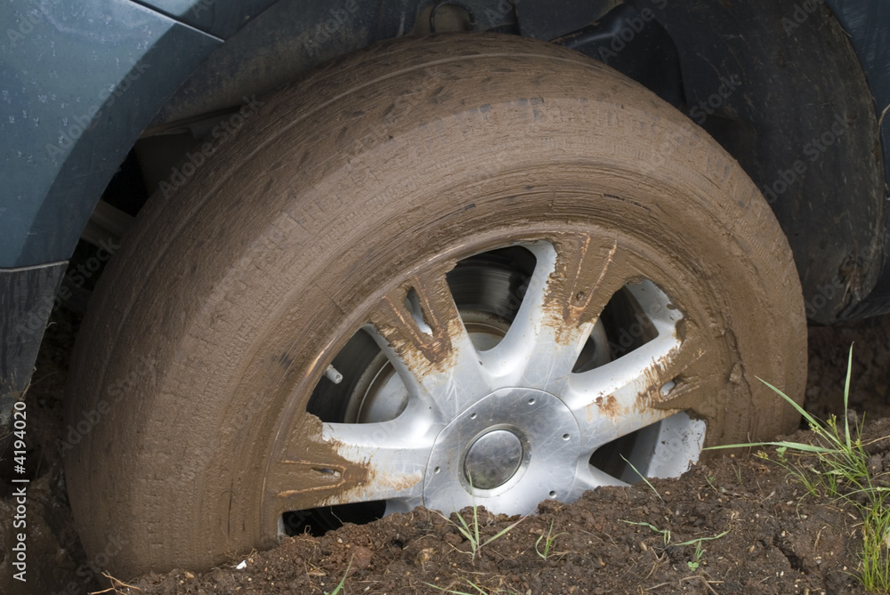 Tire in mud