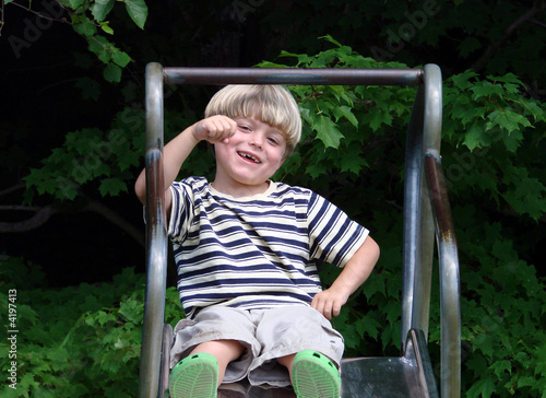 Boy Having Fun at Playground