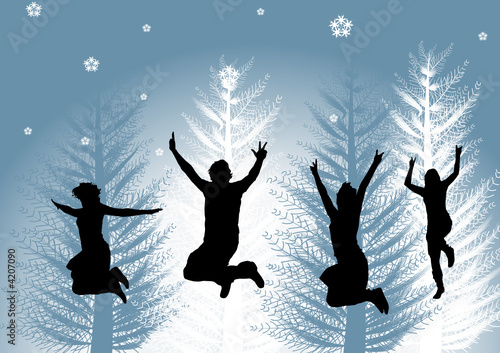 happy people in winter time