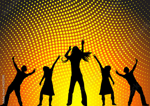 happy people dancing at a party