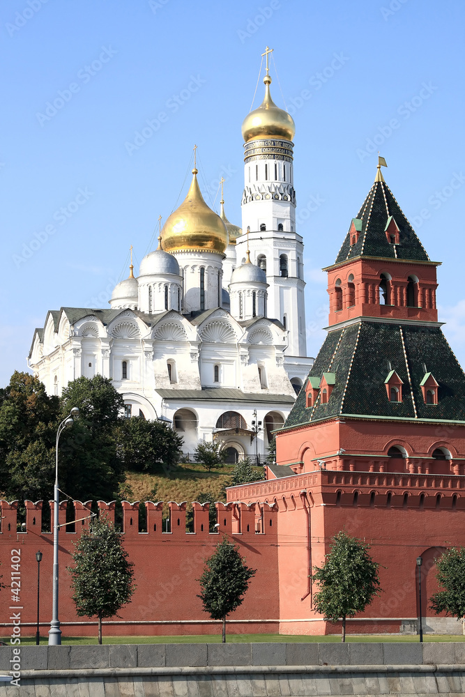 View of the Moscow Kremlin and the belfry of Ivan Velikiy