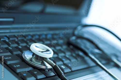 Stethoscope and laptop