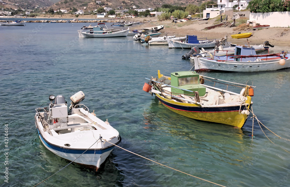 Two fishing boats in Greek Island port