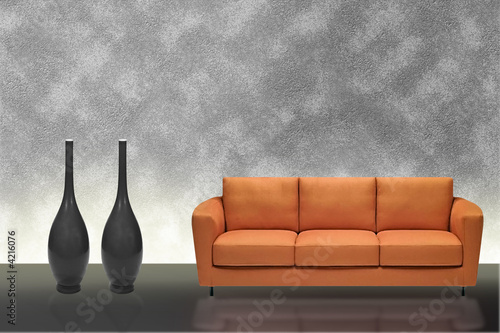 Great interior with orange sofa