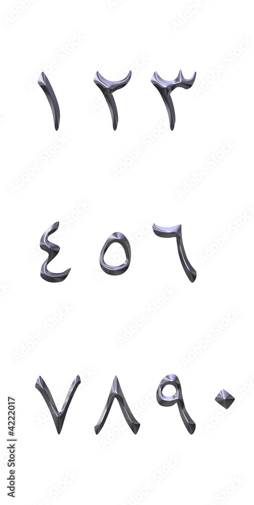 3D Silver Arabic Numbers