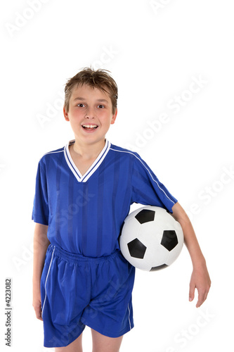 Boy in soccer uniform © Leah-Anne Thompson