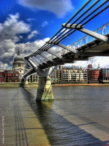 Millenium Bridge & St. Pauls Cathedral - London, UK photo