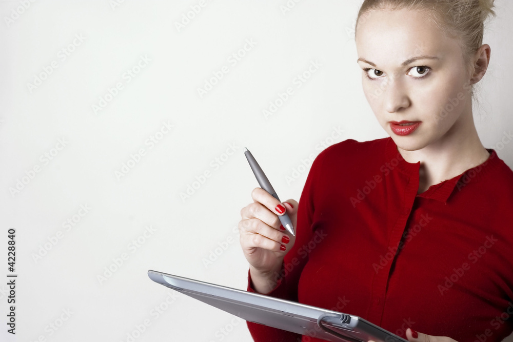 Woman Using A Graphic Tablet And Pen Woman Using A Graphic Tablet And Pen