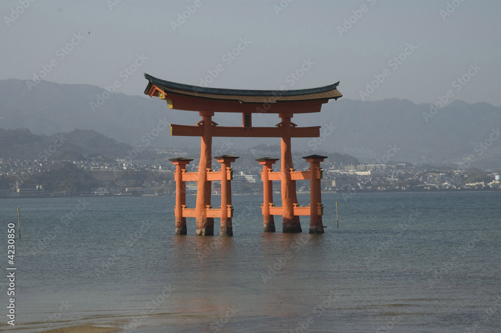 Torii gateway, Miyajima Shrine, Miyajima Island, Japan Torii gateway, Miyajima Shrine, Miyajima Island, Japan