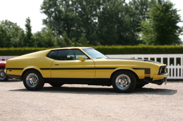 Fotobehang Snelle auto Klassieke gele Amerikaanse muscle car  © Christopher Dodge