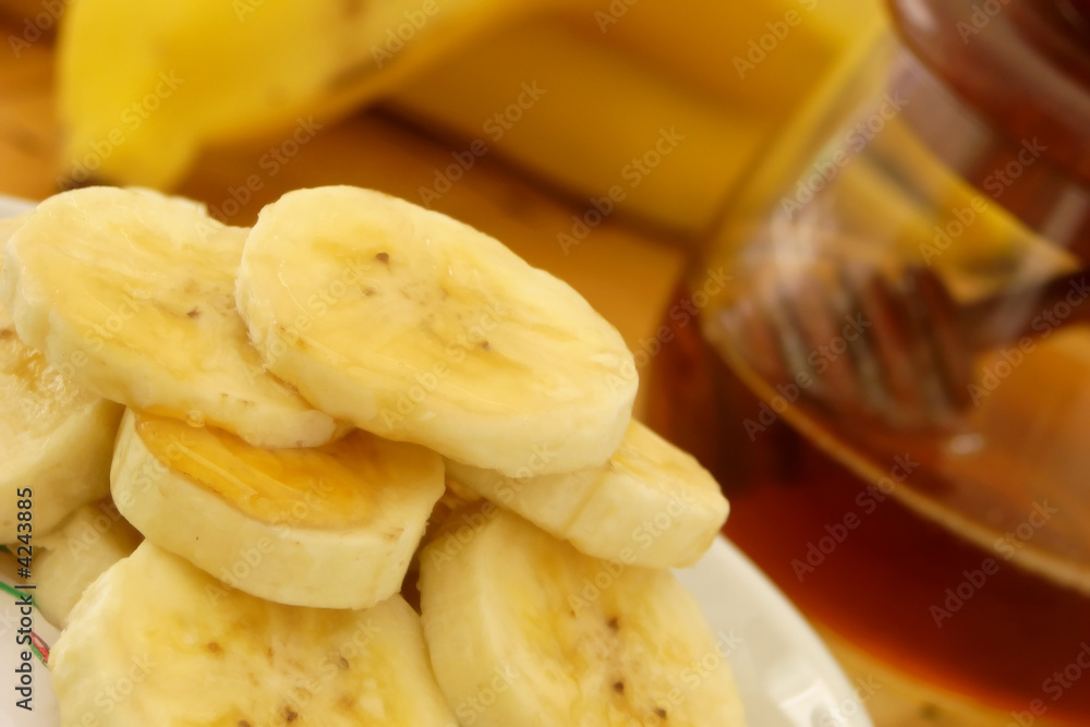 Banana and honey breakfast composition Banana and honey breakfast composition