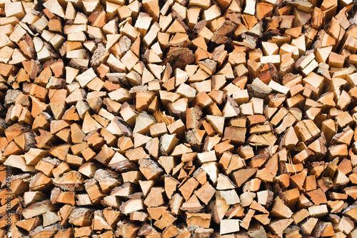 the woodpile of larch firewood