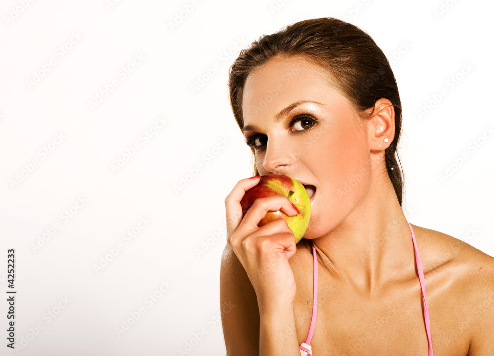 woman with red apple woman with red apple