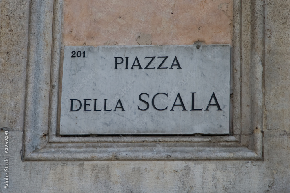 Street sign of place della Scala Street sign of place della Scala