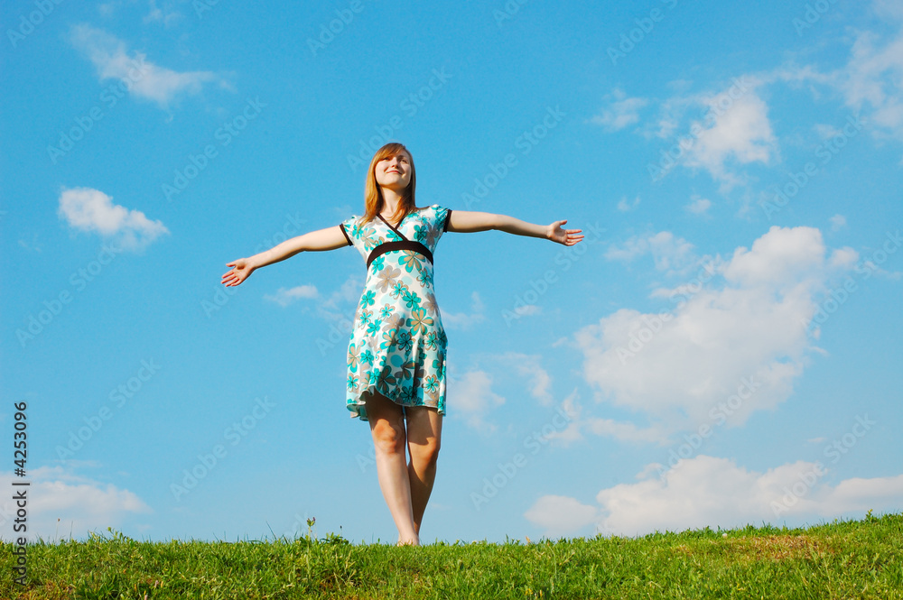 Beautiful girl takes enjoyment in by freedom Beautiful girl takes enjoyment in by freedom