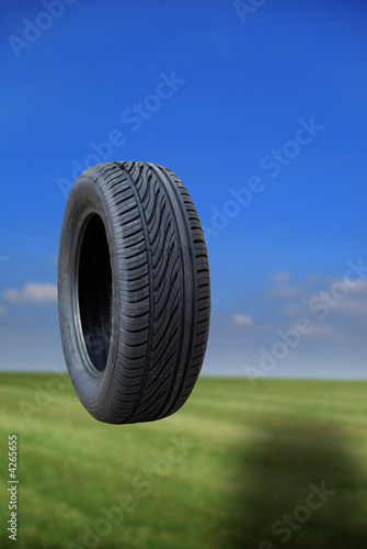 Tyre bouncing focus on tyre