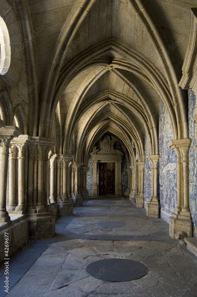 Cloister gallery of Se Cathedral in Porto, Portugal