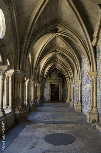 Cloister gallery of Se Cathedral in Porto  Portugal