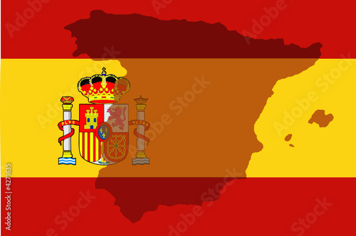 Fond de carte Espagne devant drapeau