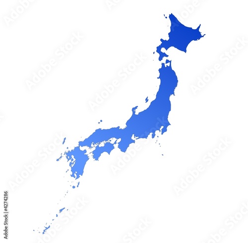 detailed blue gradient map of Japan