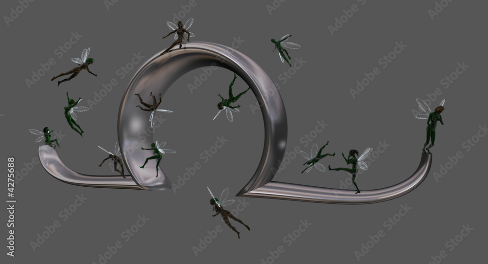Fototapeta premium omega symbol with a few elfs