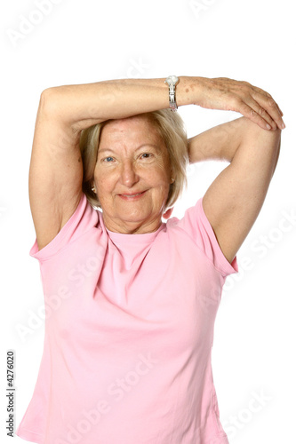 Mature caucasian female doing her exercise,