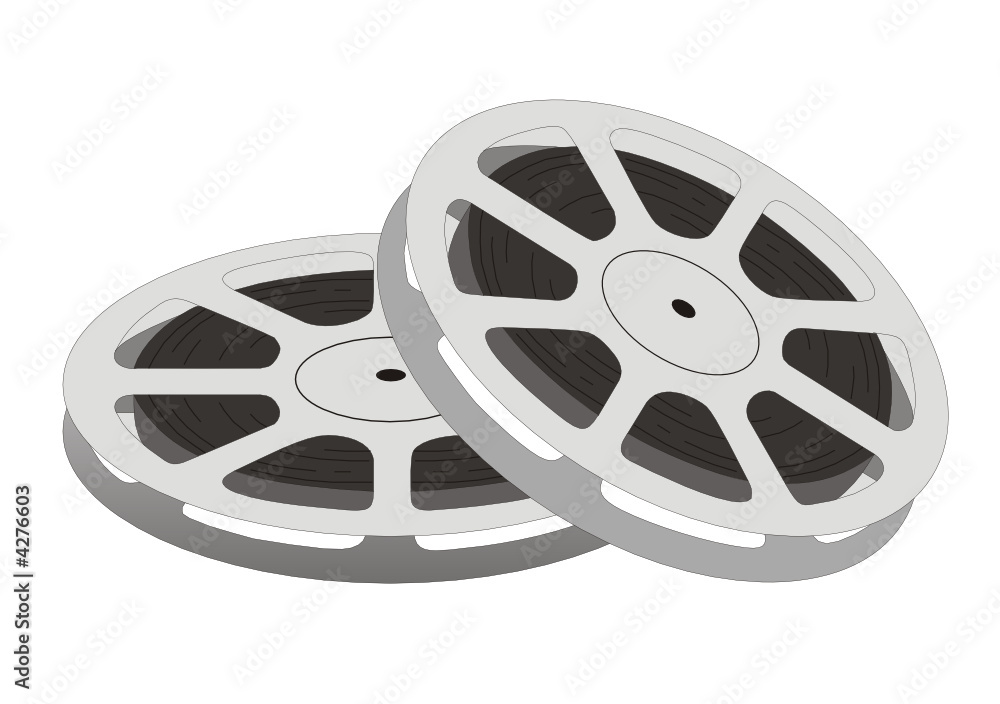 Film reel over white background