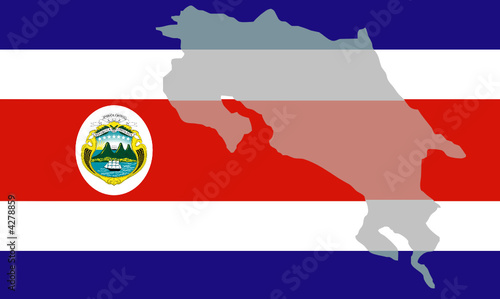 Fond de carte Costa Rica translucide devant drapeau