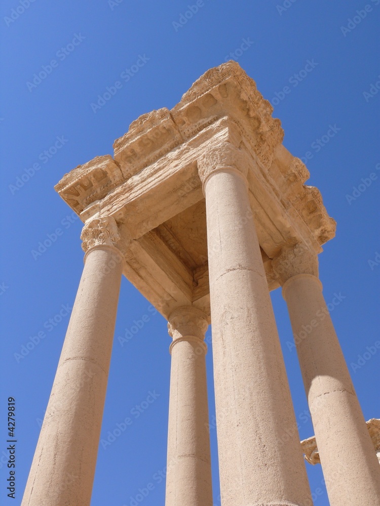 Ancient columns close up, archaeological ruins, Palmyra, Syria