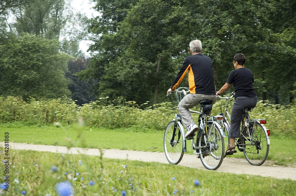 Naklejka premium Biking Seniors In The Park