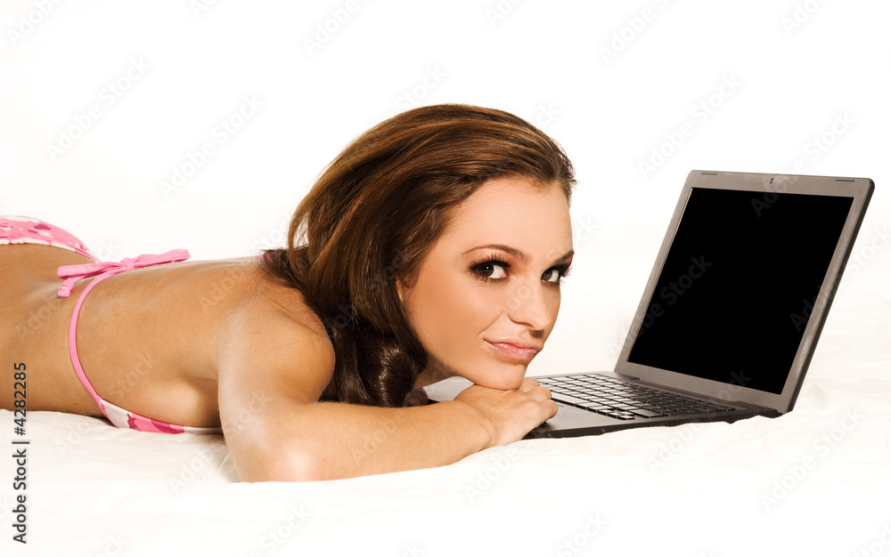 Obraz premium girl with laptop