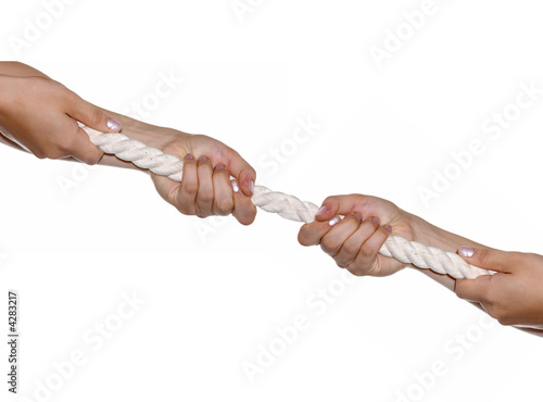 Photography Woman's hands pullind tightrope