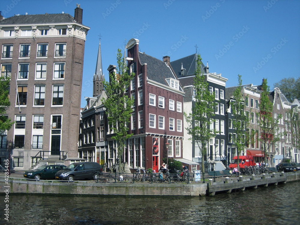 View Of Tilted Canal Houses In Amsterdam