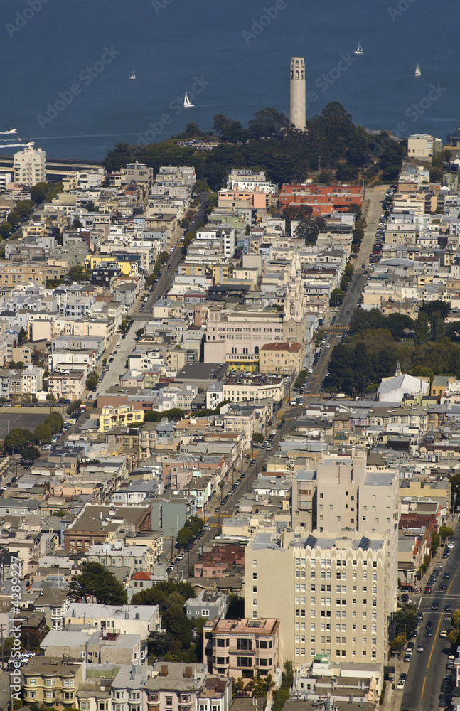 Aerial view at Coit Tower, San Francisco
