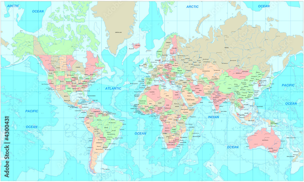 Obraz premium Polityczna mapa świata