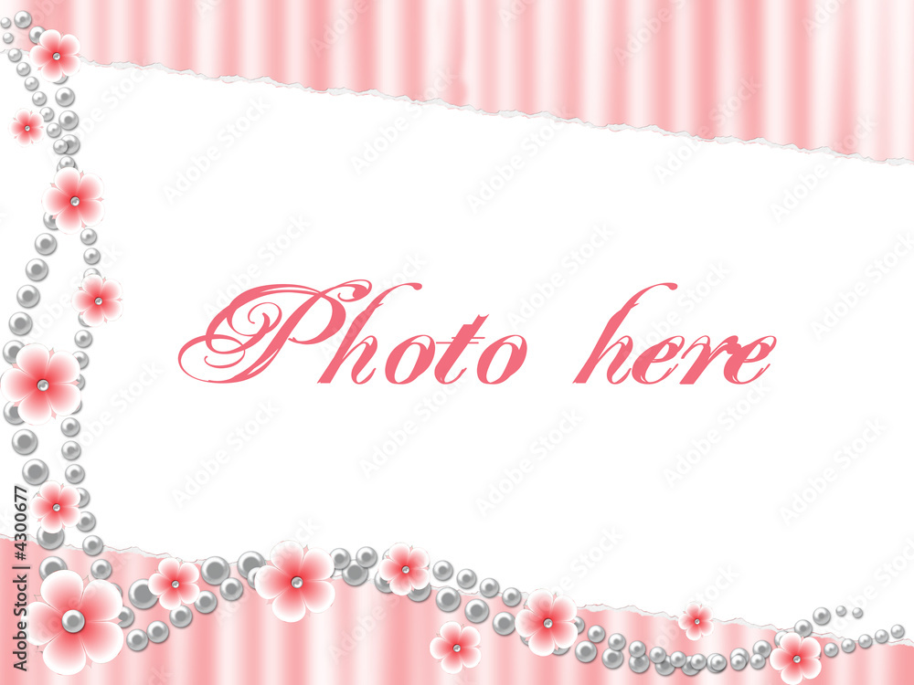 pink pictured border with flowers and pearls