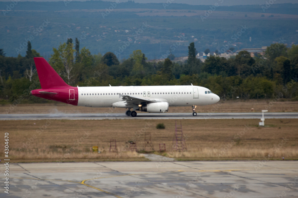 Fototapeta premium Airbus in Varna Airport take off