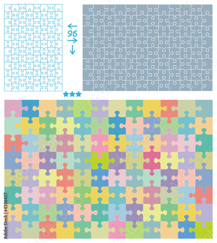 Jigsaw puzzle patterns, vertical and horizontal, 96 pieces
