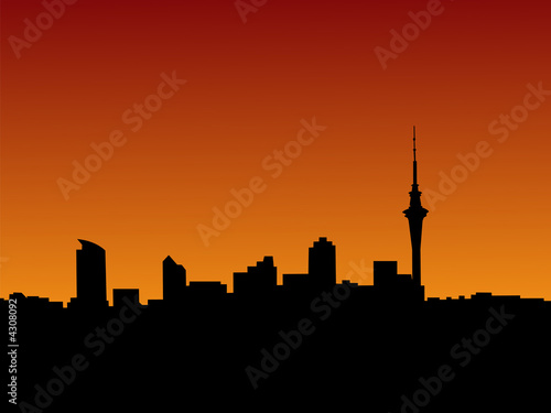 Auckland skyline at sunset