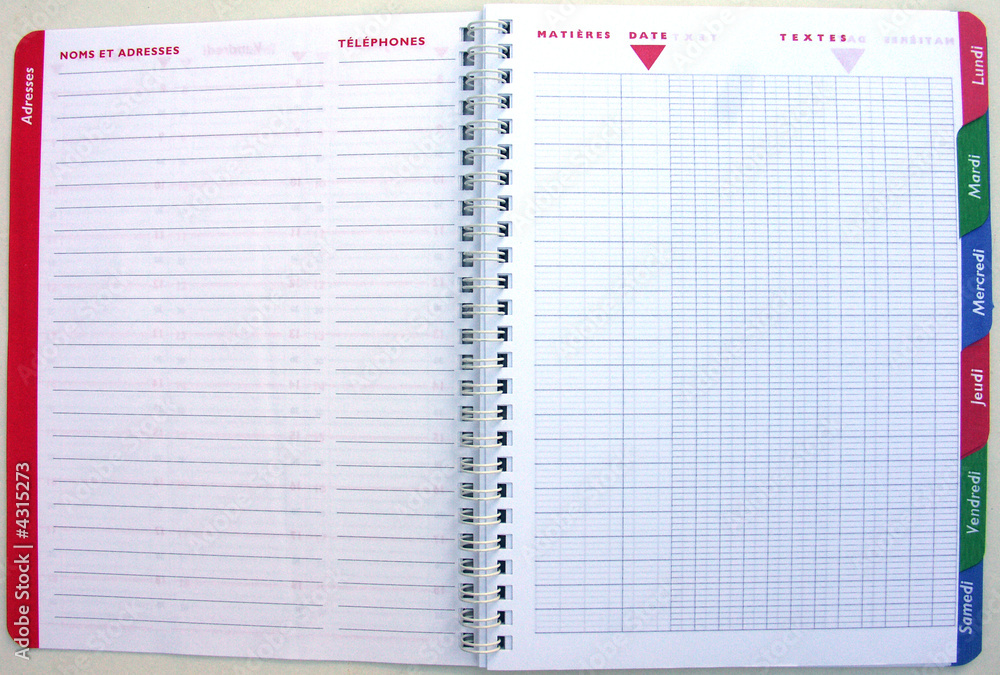 Cahier De Textes cole Stock Photo Adobe Stock